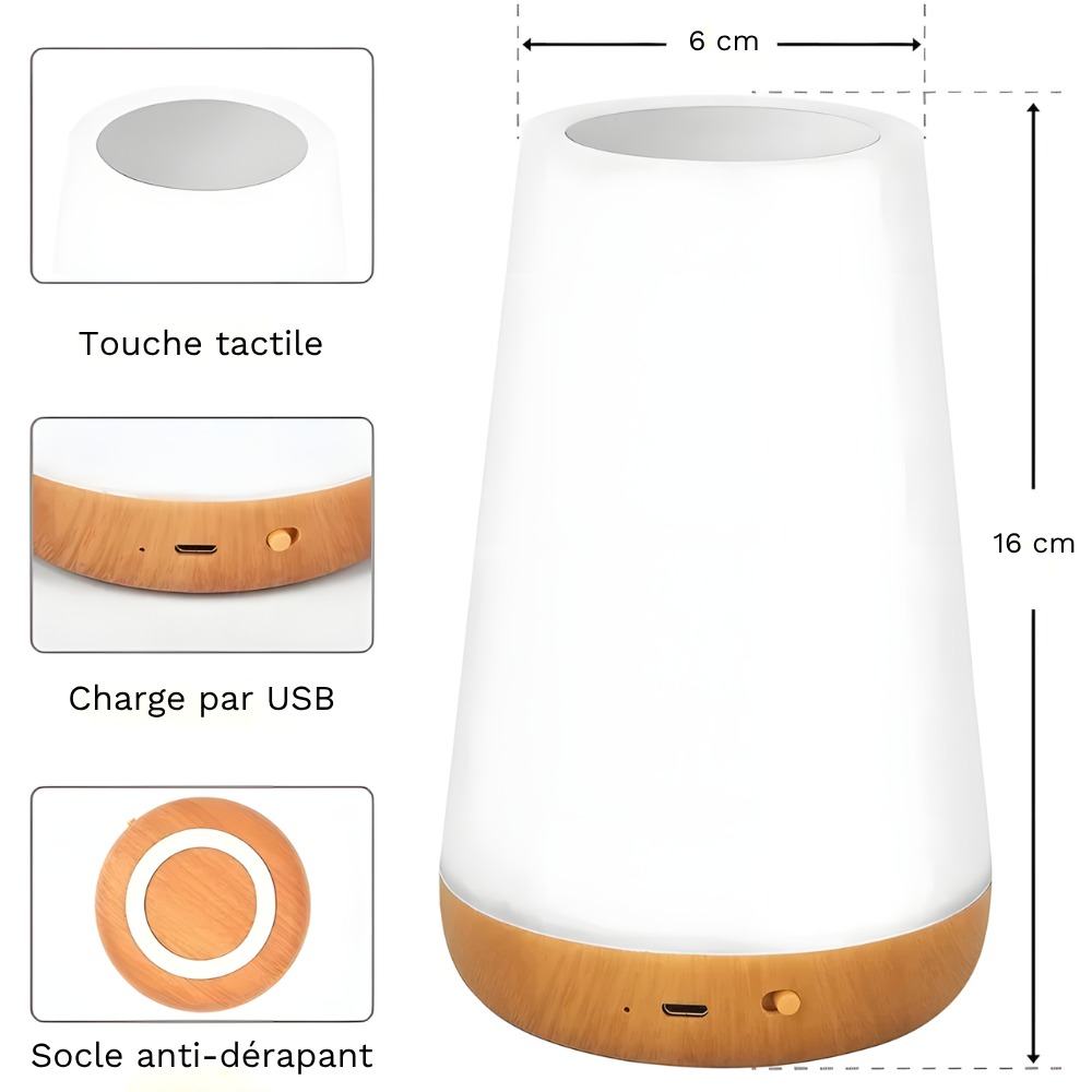 Lampe de chevet tactile RVB rechargeable avec télécommande – ASTELA