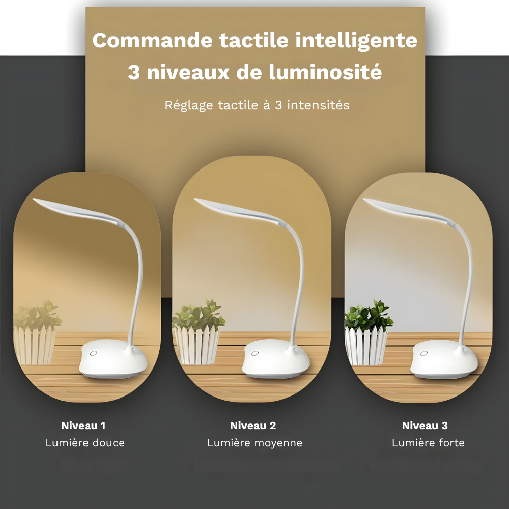 Lampe de bureau LED tactile rechargeable – STUDYA