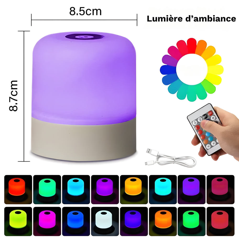 Lampe de chevet LED RGB Tactile & Rechargeable - LUMO