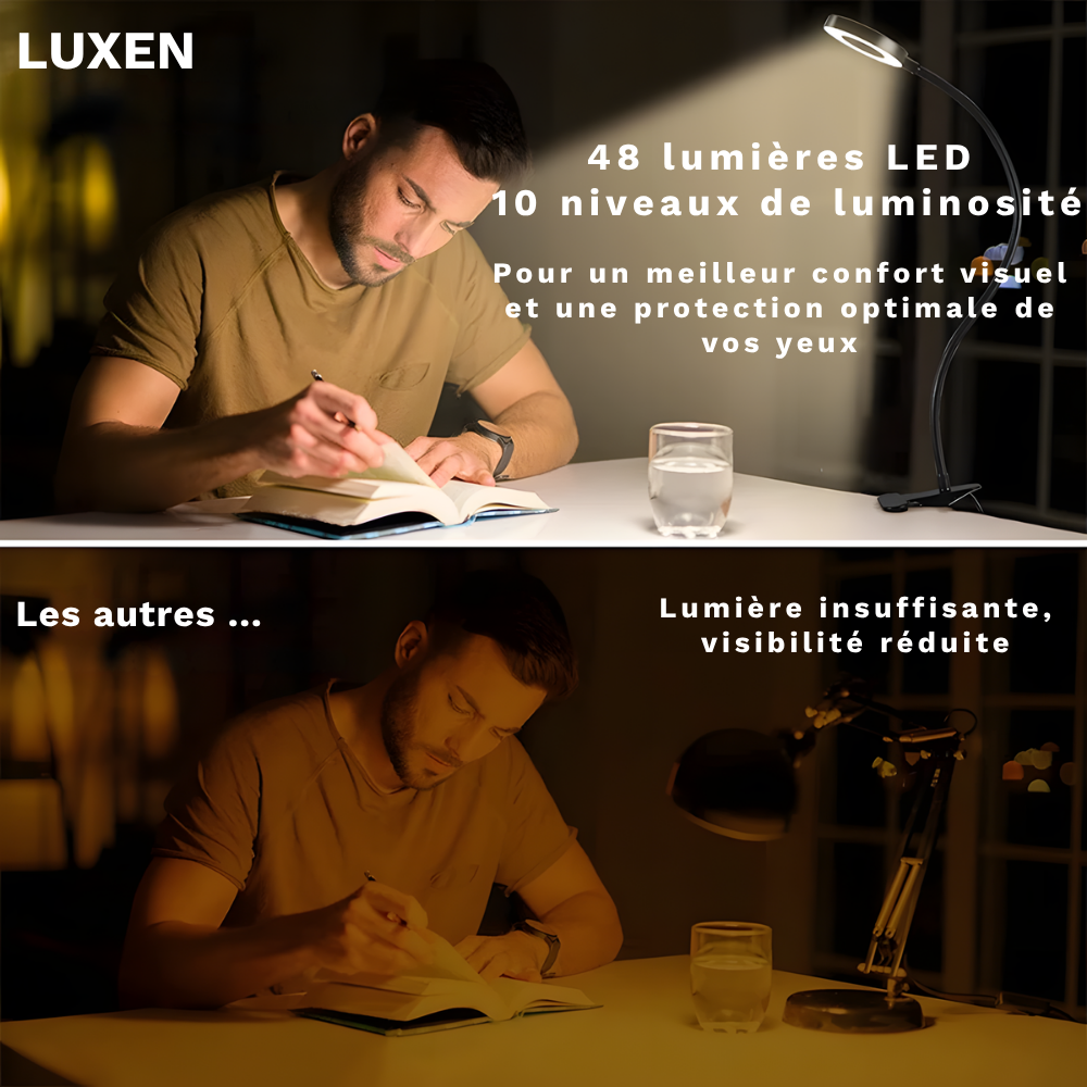 Lampe de bureau LED à pince flexible 360 – LUXEN