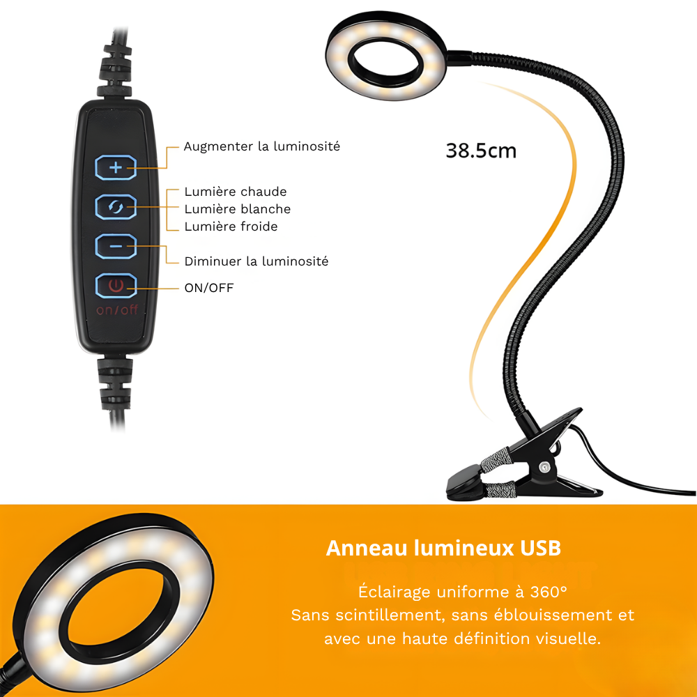 Lampe de bureau LED à pince flexible 360 – LUXEN