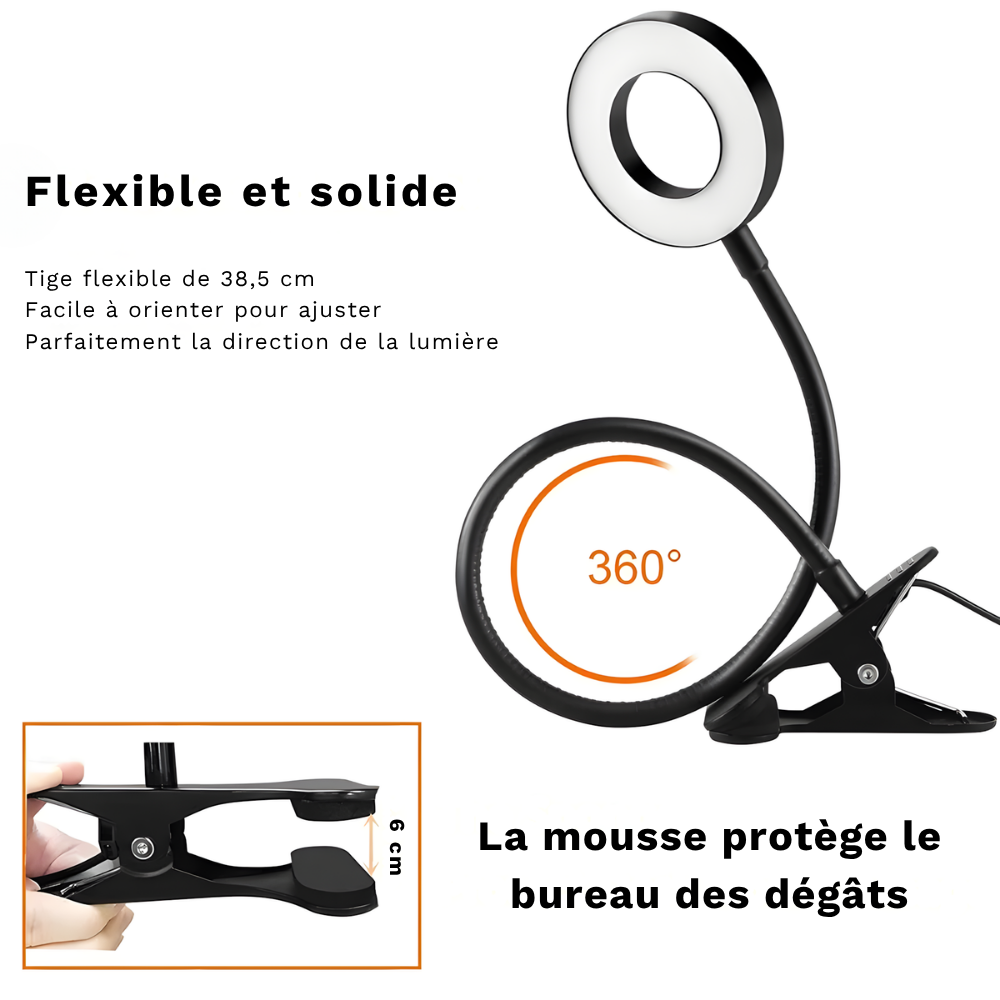 Lampe de bureau LED à pince flexible 360 – LUXEN