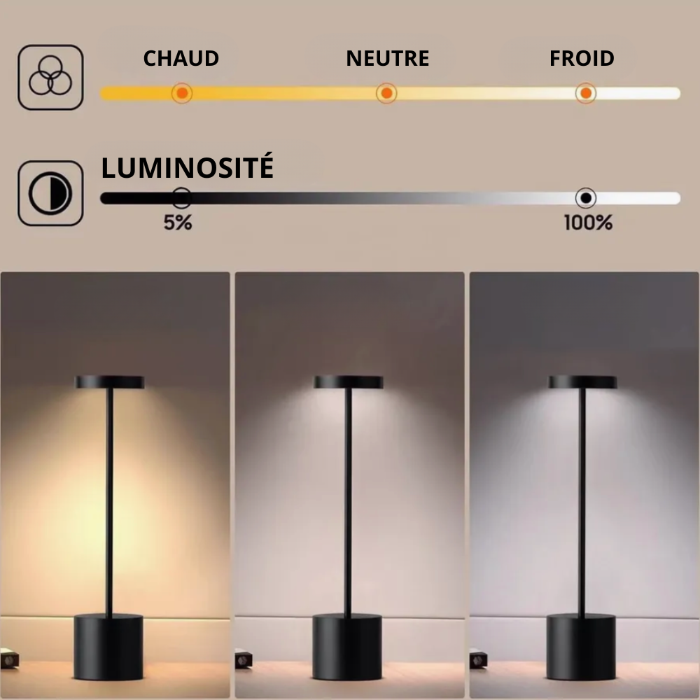Lampe de chevet rechargeable en aluminium de qualité – SOLENA