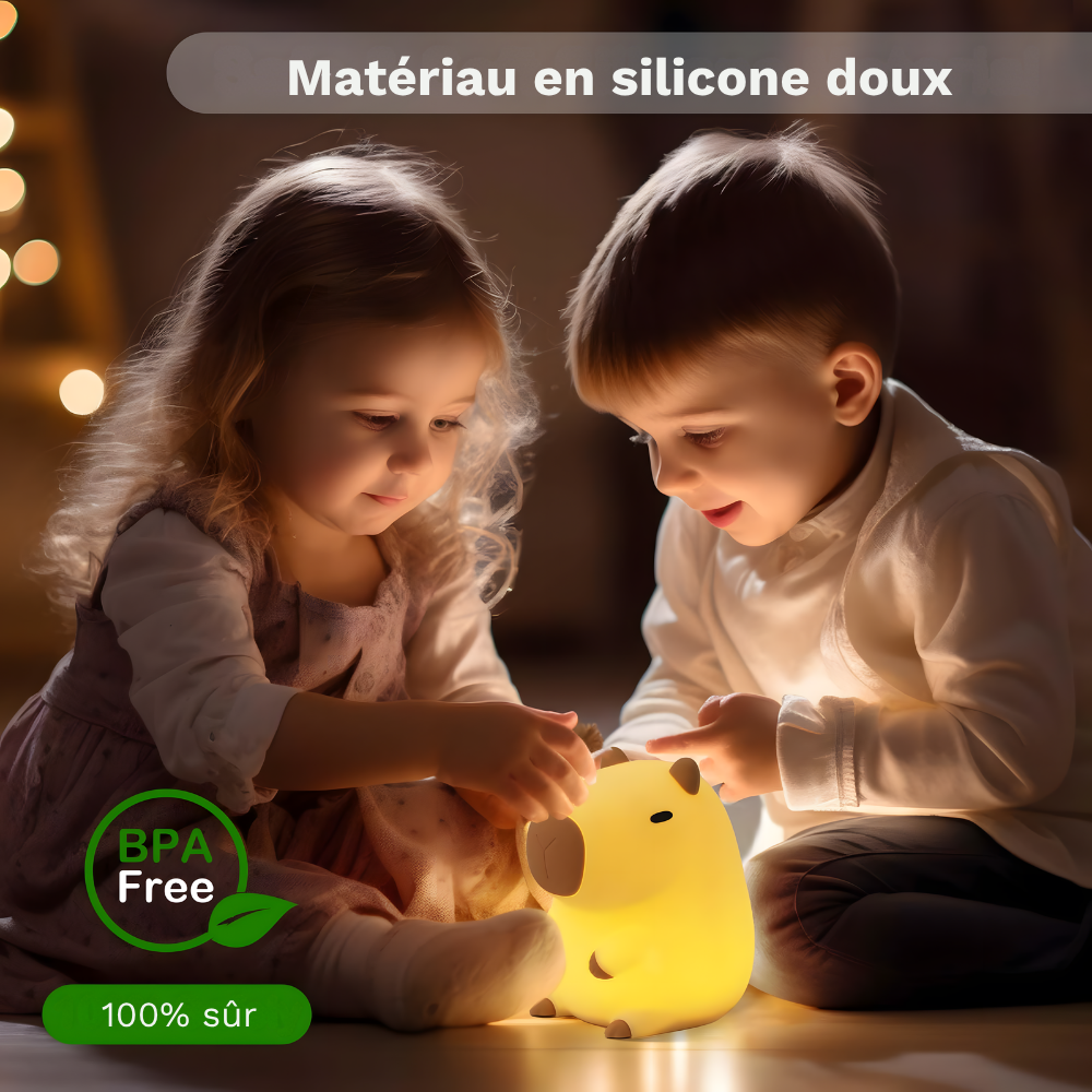 Lampe de chevet Capybara tactile en silicone lumière pour enfant apaisante - KAPPI