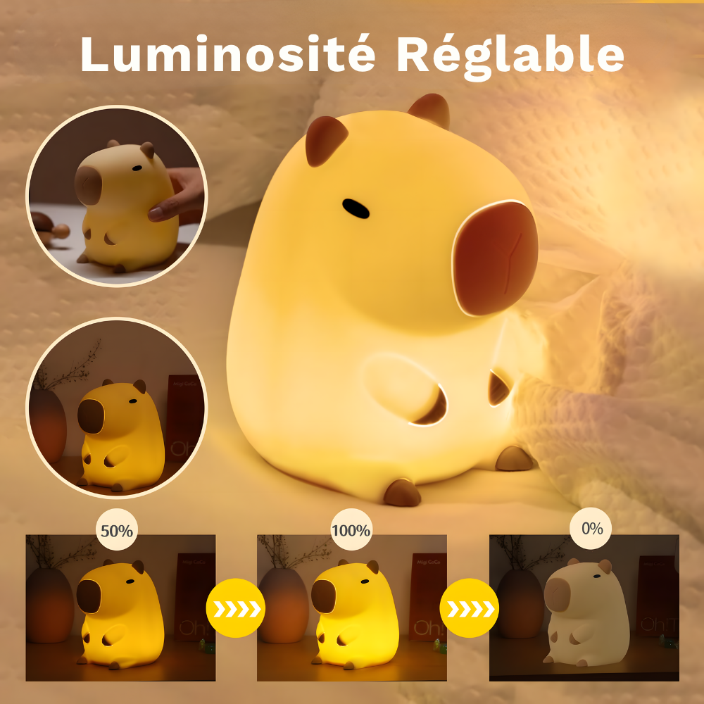 Lampe de chevet Capybara tactile en silicone lumière pour enfant apaisante - KAPPI