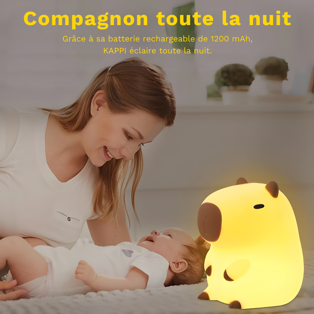 Lampe de chevet Capybara tactile en silicone lumière pour enfant apaisante - KAPPI