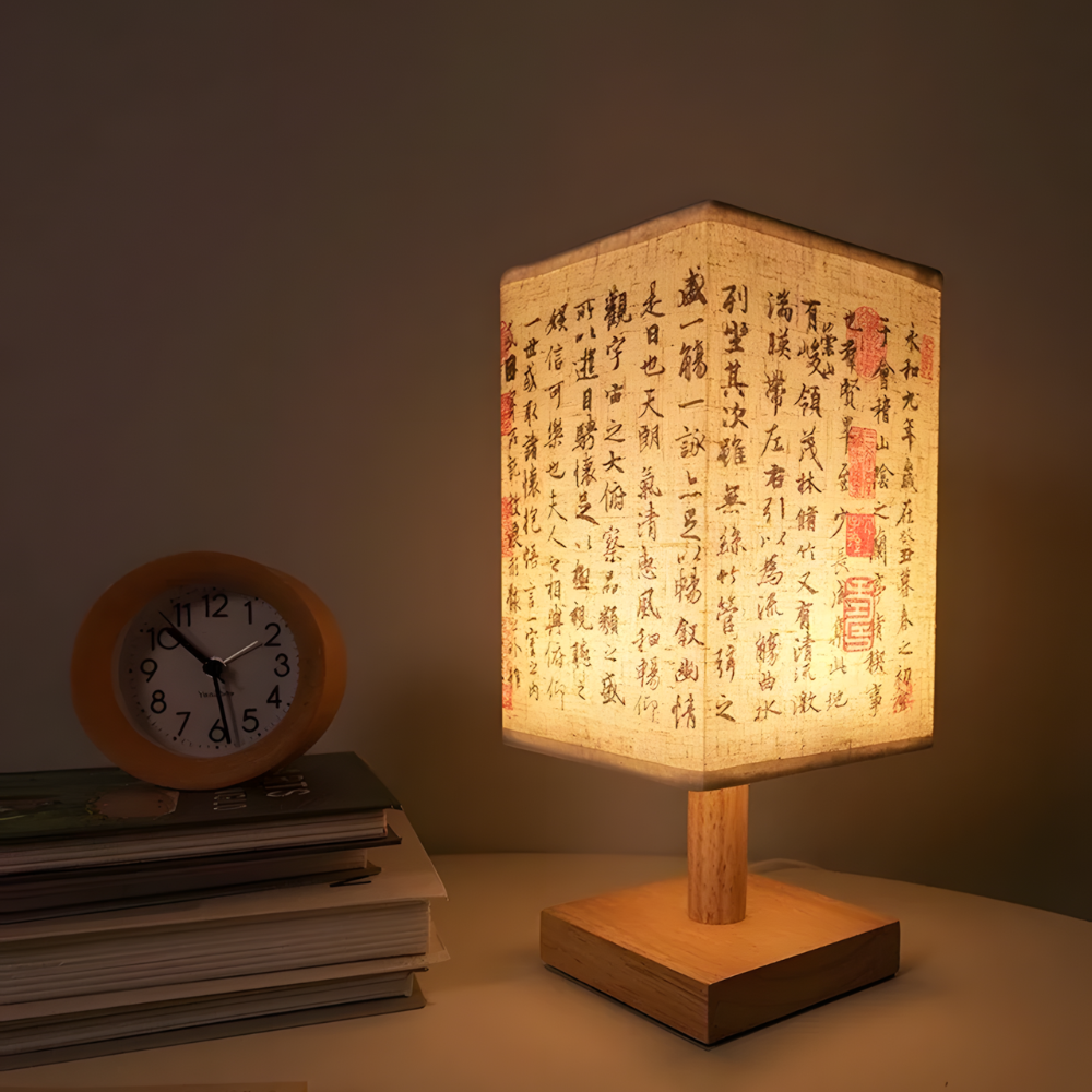 Lampe de chevet – Design Japonais abat-jour en tissu lumière douce - AKATO