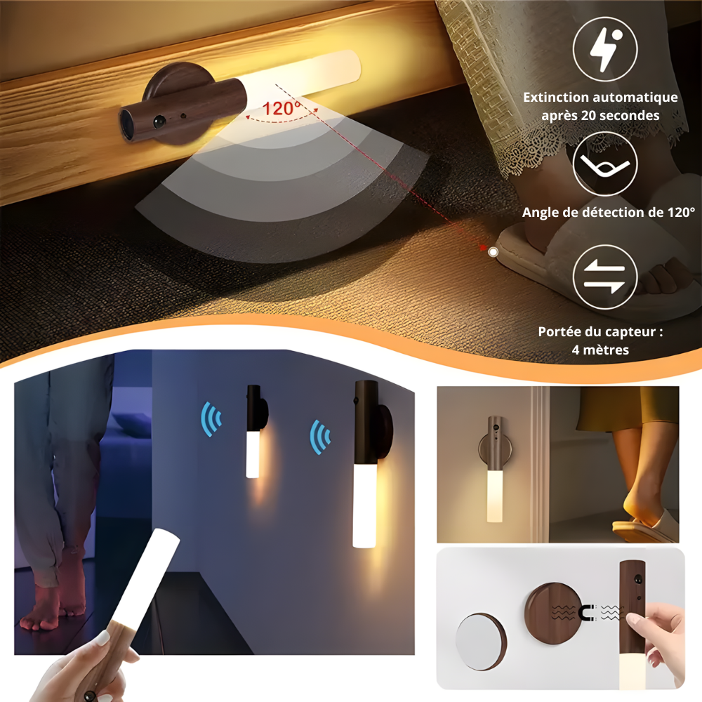 Lampe murale rechargeable à capteur de mouvement – SMARTLUM