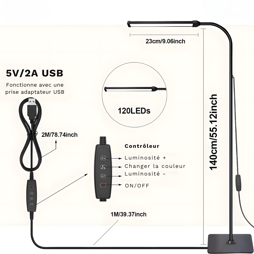 Lampe sur pied LED réglables pour salon & chambre – STOLA