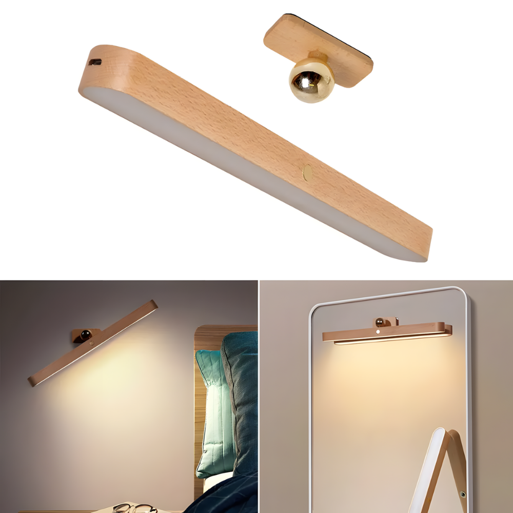 Lampe murale LED sans fil en bois réglable 360° – VALDA