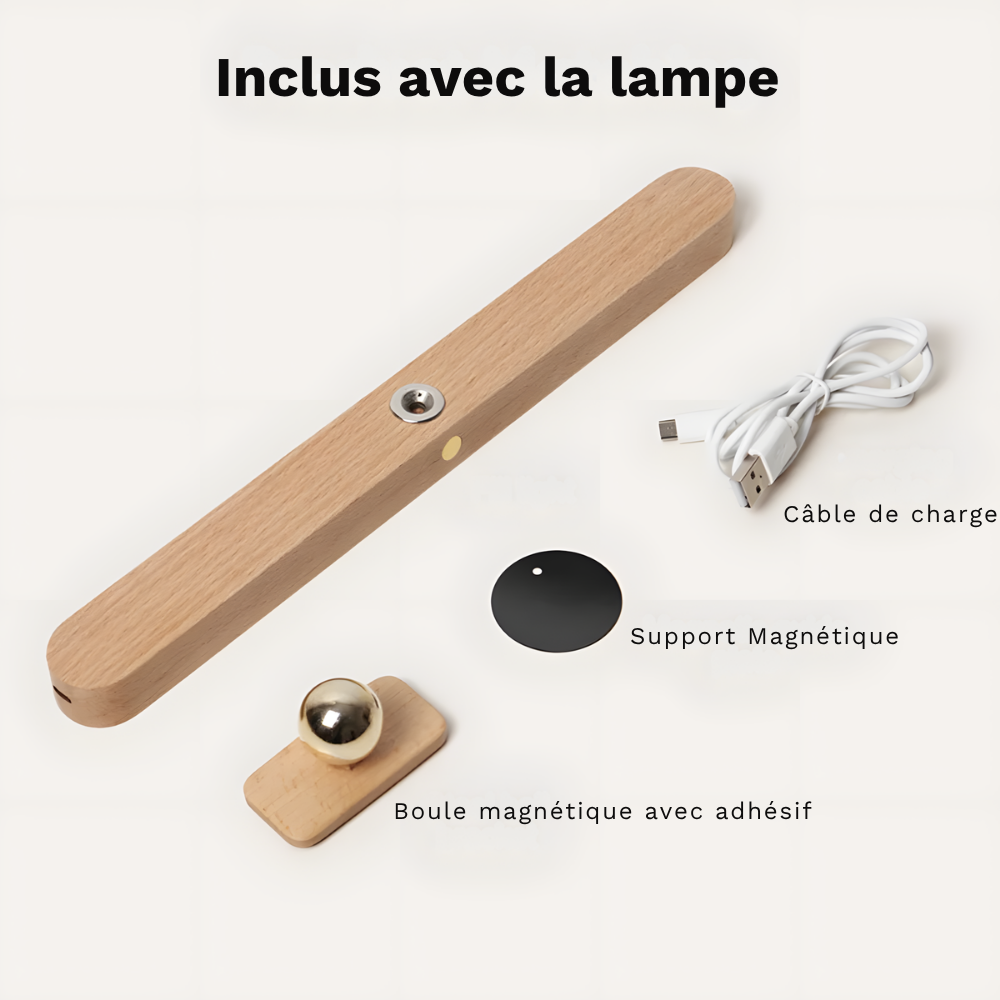 Lampe murale LED sans fil en bois réglable 360° – VALDA