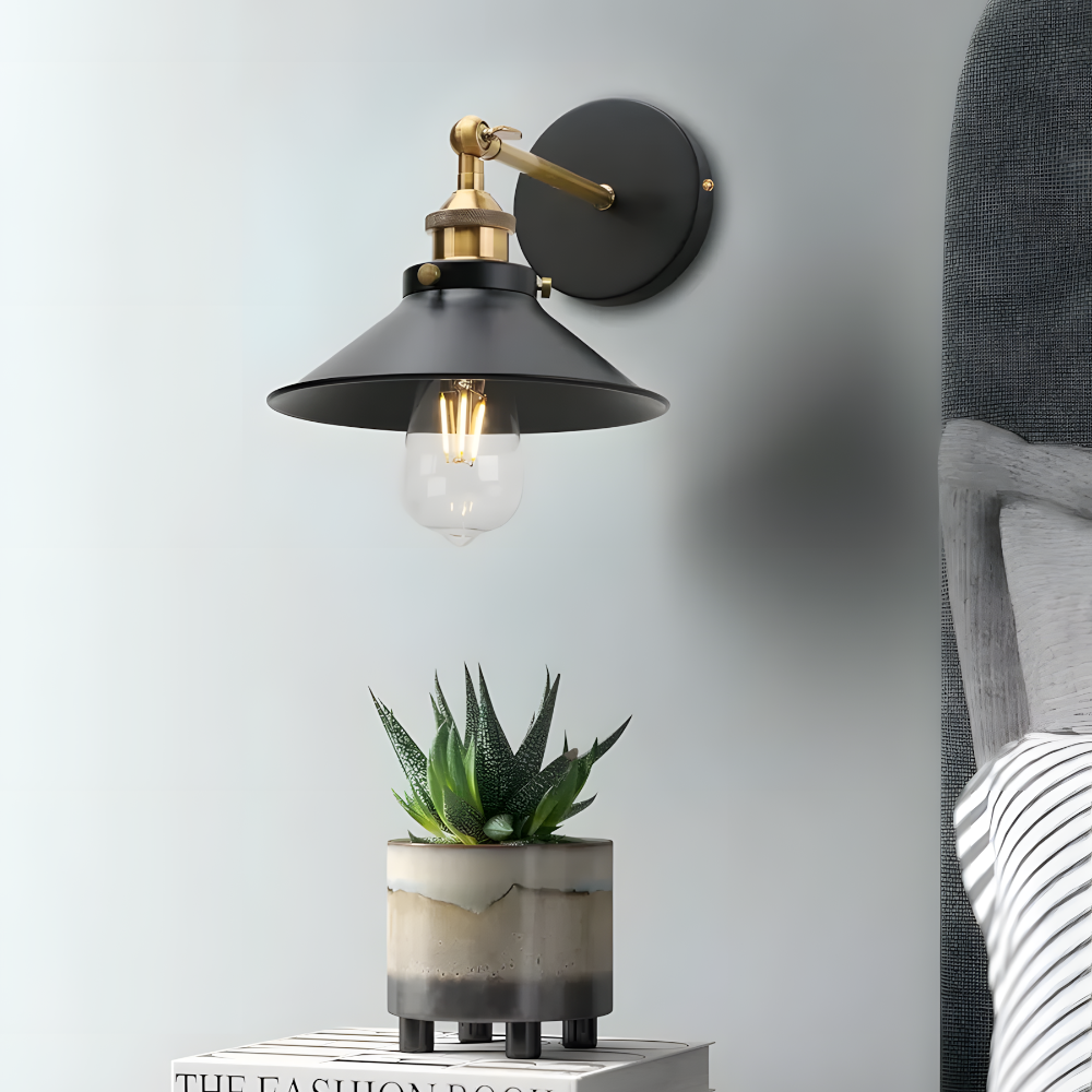 Lampe murale noire vintage industrielle applique réglable - BARABA