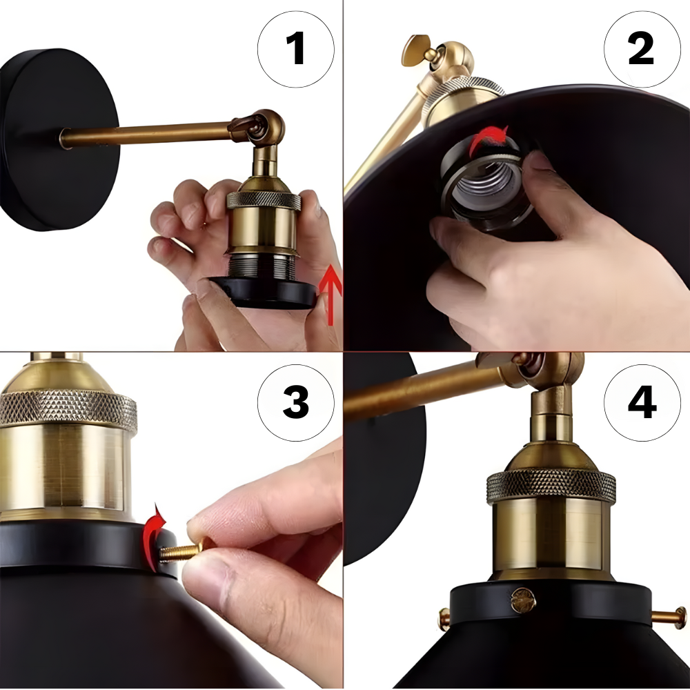 Lampe murale noire vintage industrielle applique réglable - BARABA