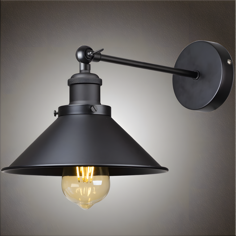 Lampe murale noire vintage industrielle applique réglable - BARABA