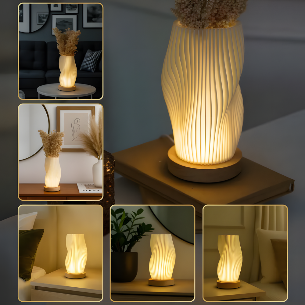 Lampe de chevet crème 3D plissée design - FLARMOON