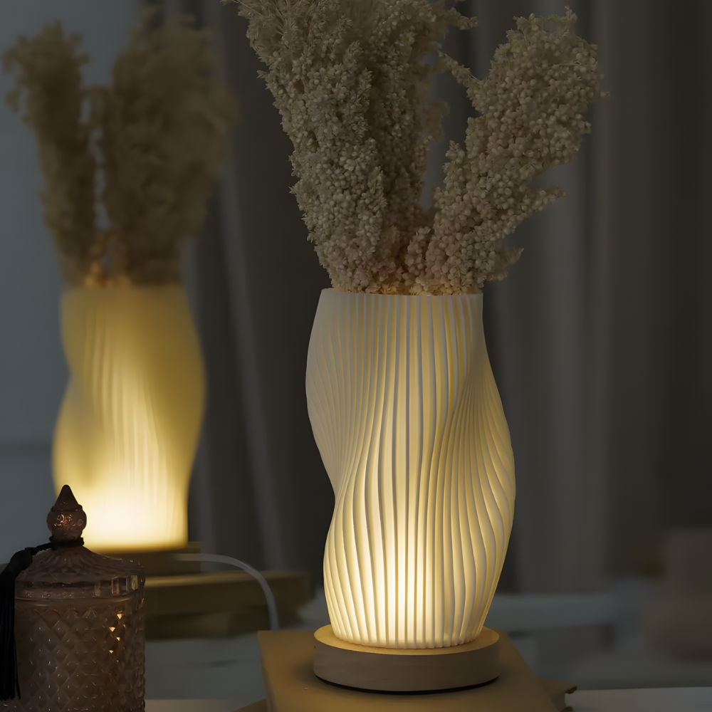 Lampe de chevet crème 3D plissée design - FLARMOON