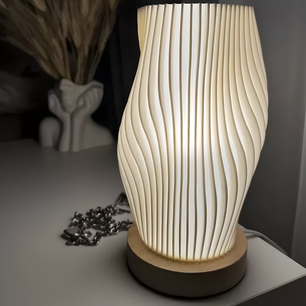 Lampe de chevet crème 3D plissée design - FLARMOON