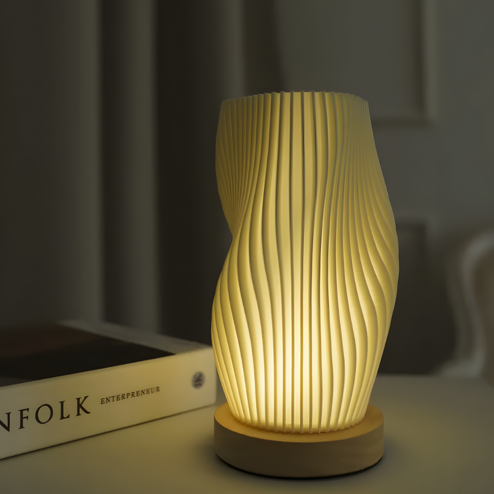 Lampe de chevet crème 3D plissée design - FLARMOON