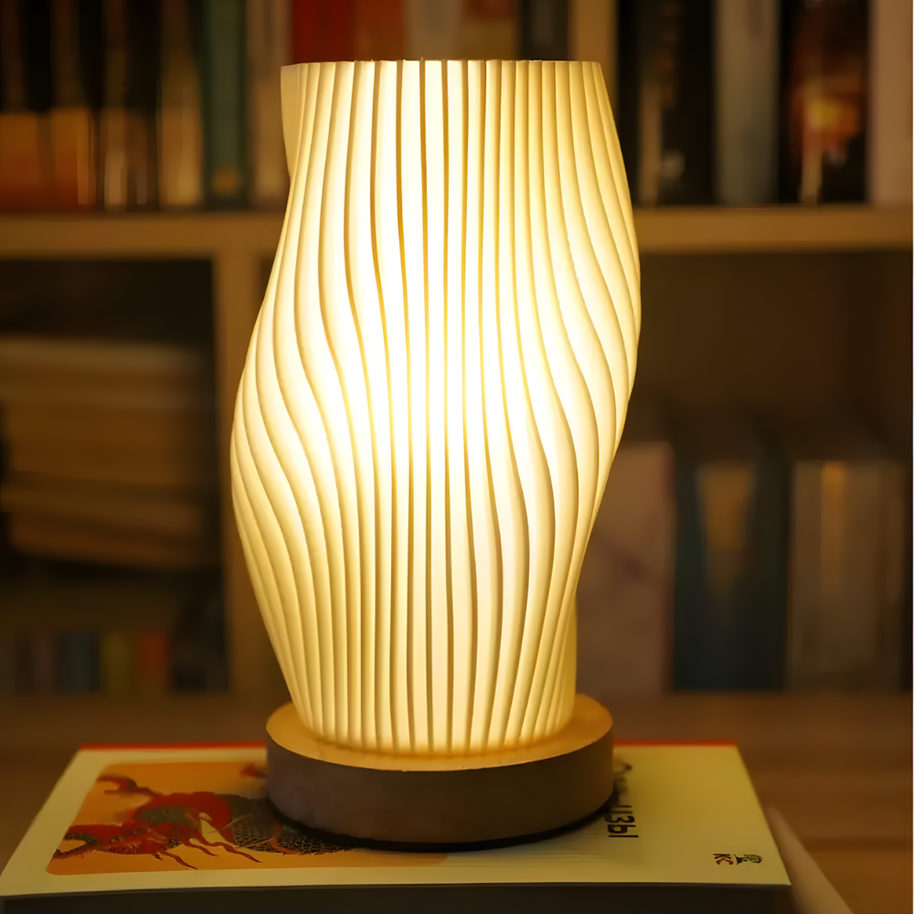 Lampe de chevet crème 3D plissée design - FLARMOON