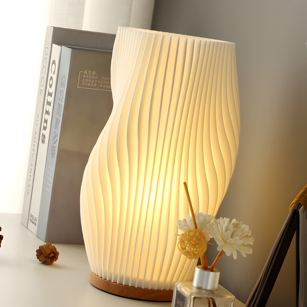 Lampe de chevet crème 3D plissée design - FLARMOON