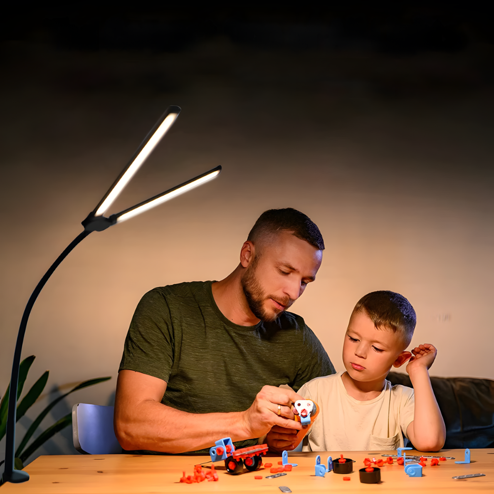 Lampe de bureau LED double tête pliable ordinateur - BUREXA