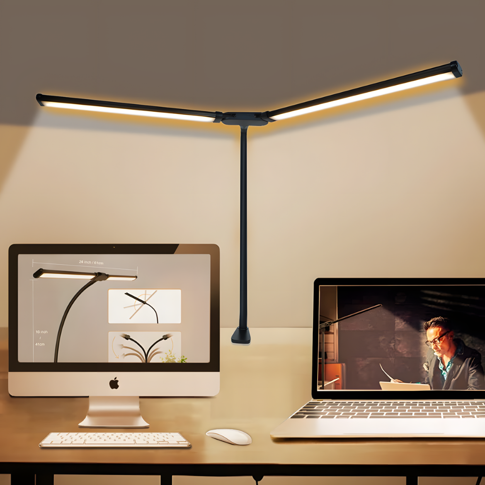 Lampe de bureau LED double tête pliable ordinateur - BUREXA