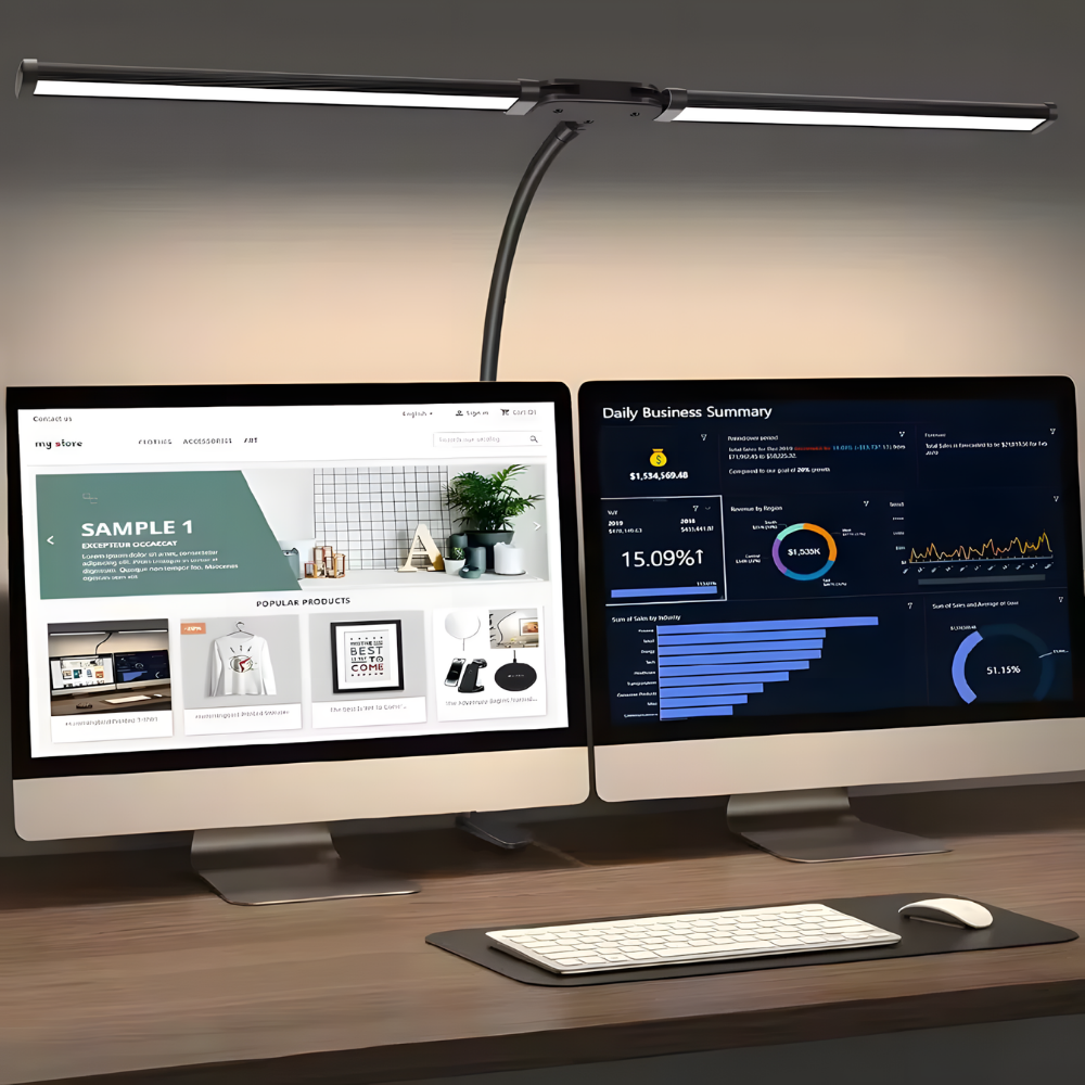 Lampe de bureau LED double tête pliable ordinateur - BUREXA