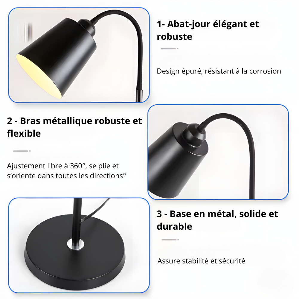 Lampe sur Pied Moderne Bras Flexible & LED Directionnelle - NOVALUM