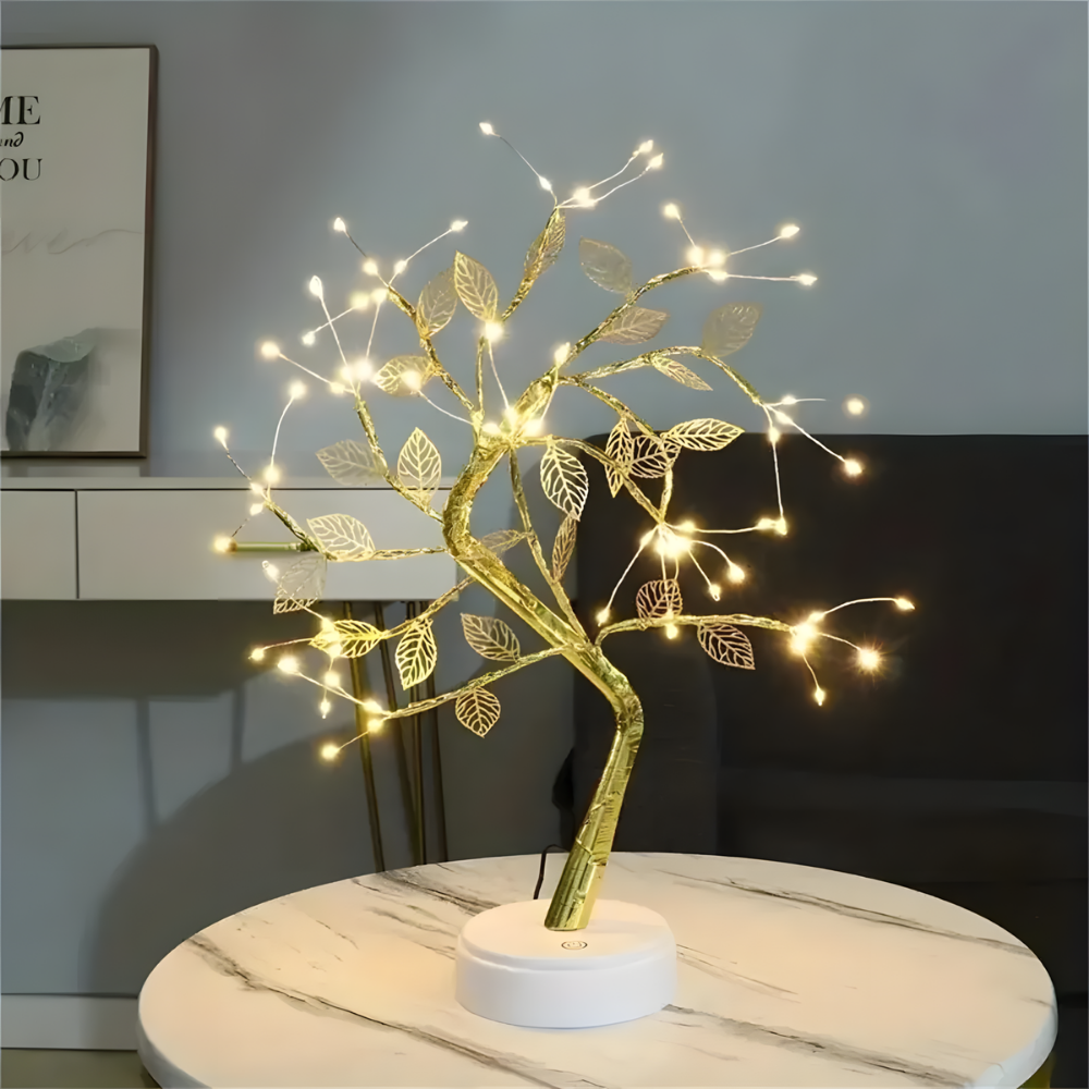 Lampe de chevet arbre à feuilles LED veilleuse déco USB - FEYLIA