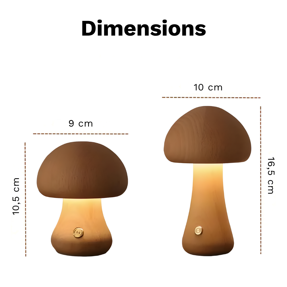 Lampe de chevet LED champignon tactile en bois décoratif - Mushra