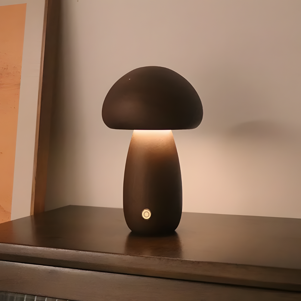 Lampe de chevet LED champignon tactile en bois décoratif - Mushra