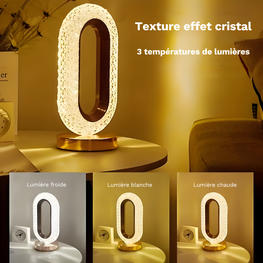 Lampe de chevet ovale en cristal sans fil - Kristalova