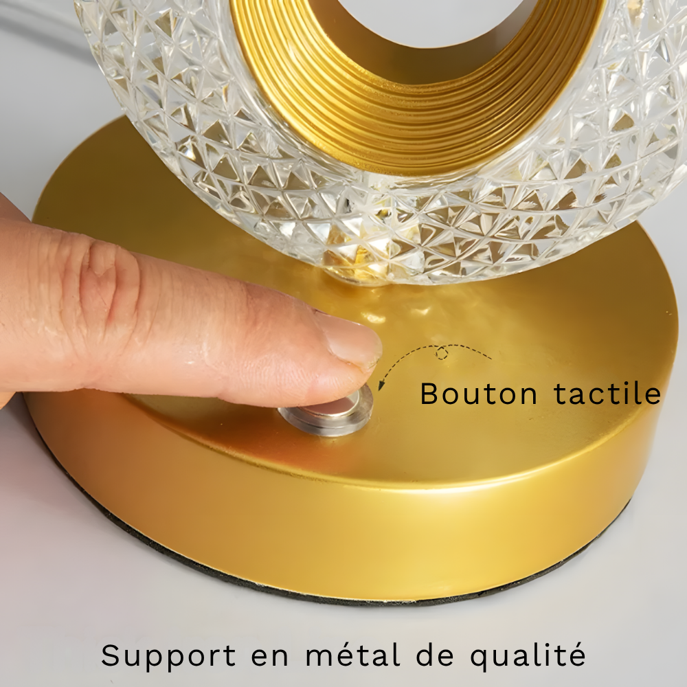 Lampe de chevet ovale en cristal sans fil - Kristalova