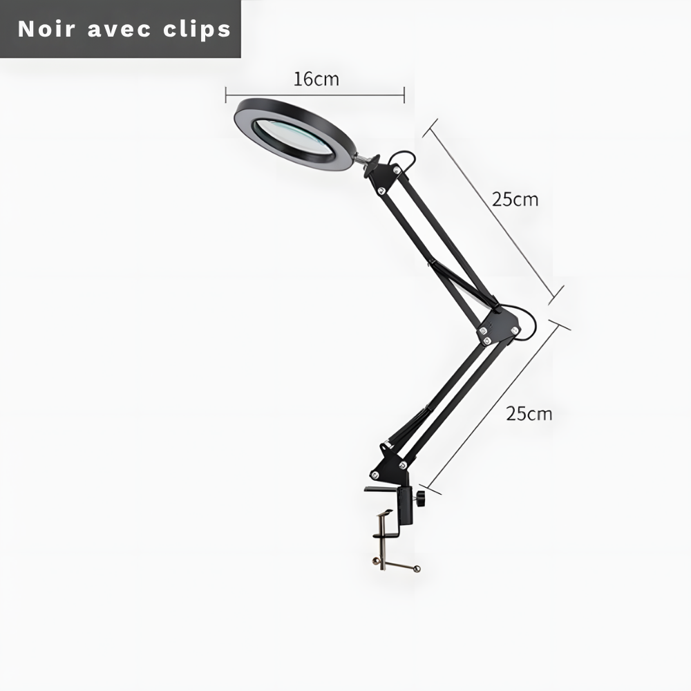 Lampe de bureau LED loupe grossissement 5X lumière réglable en 3 couleurs - LUXIRA