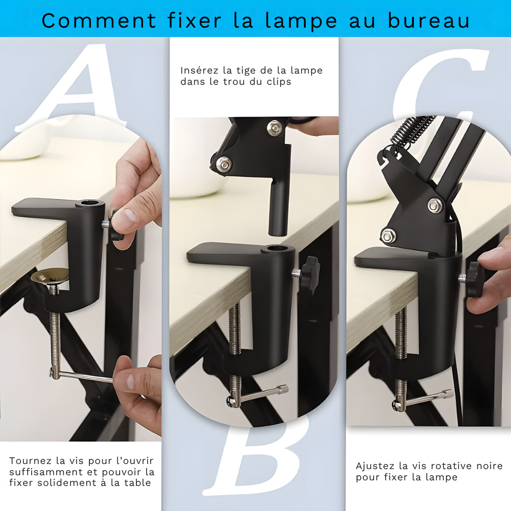 Lampe de bureau LED loupe grossissement 5X lumière réglable en 3 couleurs - LUXIRA
