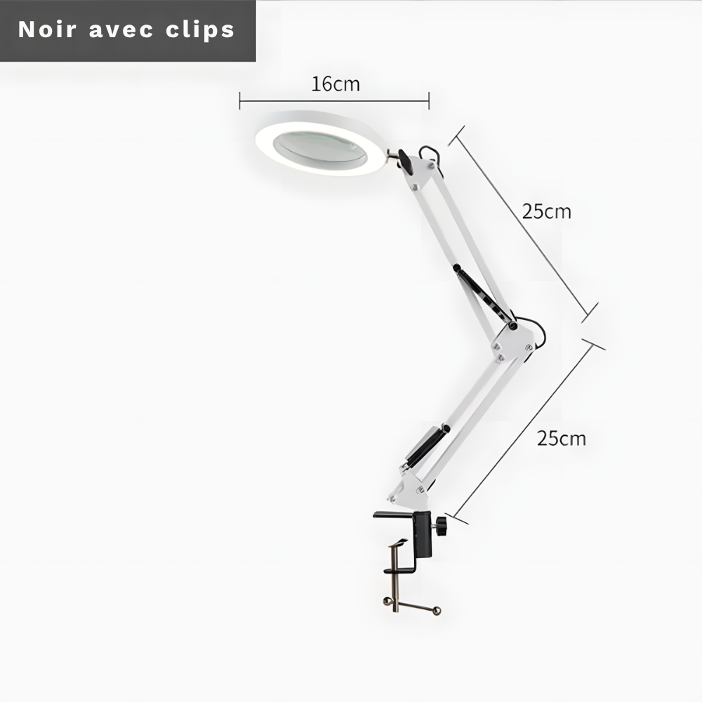 Lampe de bureau LED loupe grossissement 5X lumière réglable en 3 couleurs - LUXIRA