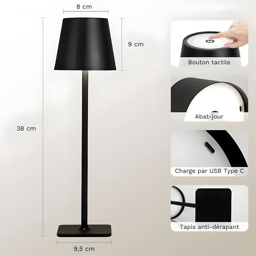 Lampe de chevet LED tactile 3 lumières – LUMA