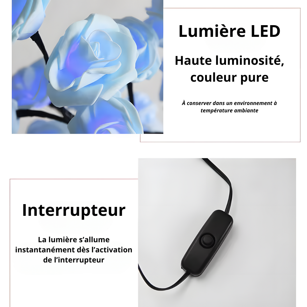 Lampe de chevet Arbre de Roses LED - LUMIROSE