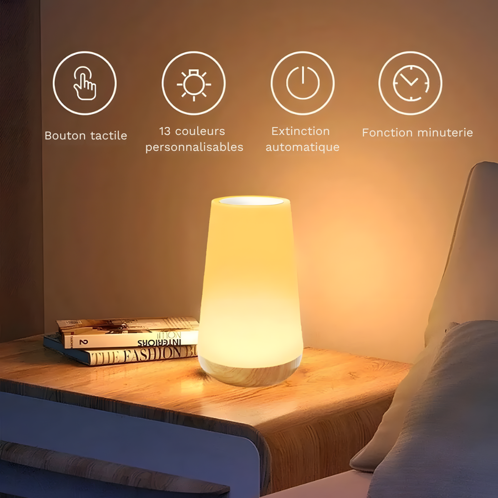 Lampe de chevet tactile RVB rechargeable avec télécommande – ASTELA