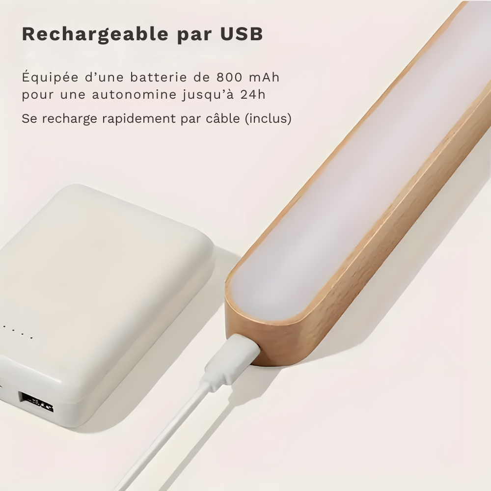 Lampe murale LED sans fil en bois réglable 360° – VALDA