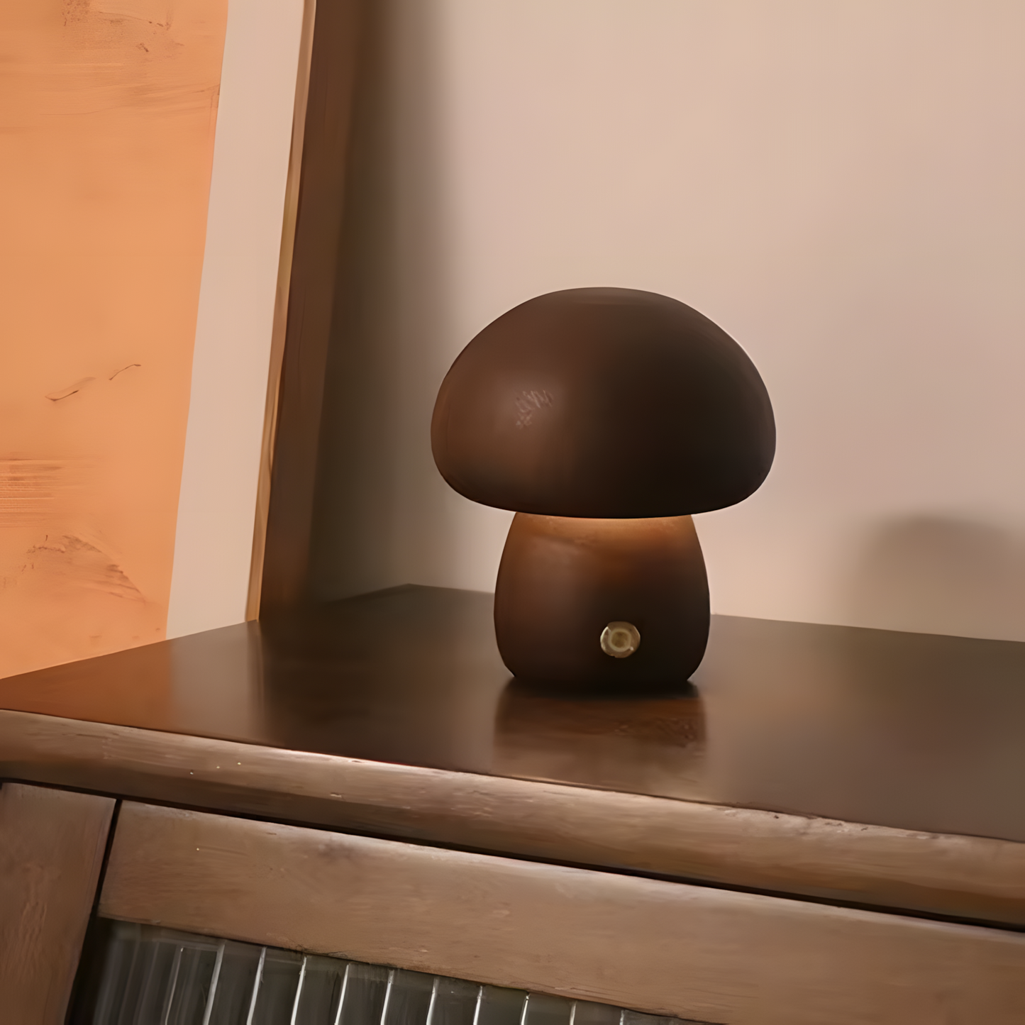 Lampe de chevet LED champignon tactile en bois décoratif - Mushra