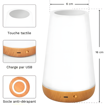 Lampe de chevet tactile RVB rechargeable avec télécommande – ASTELA