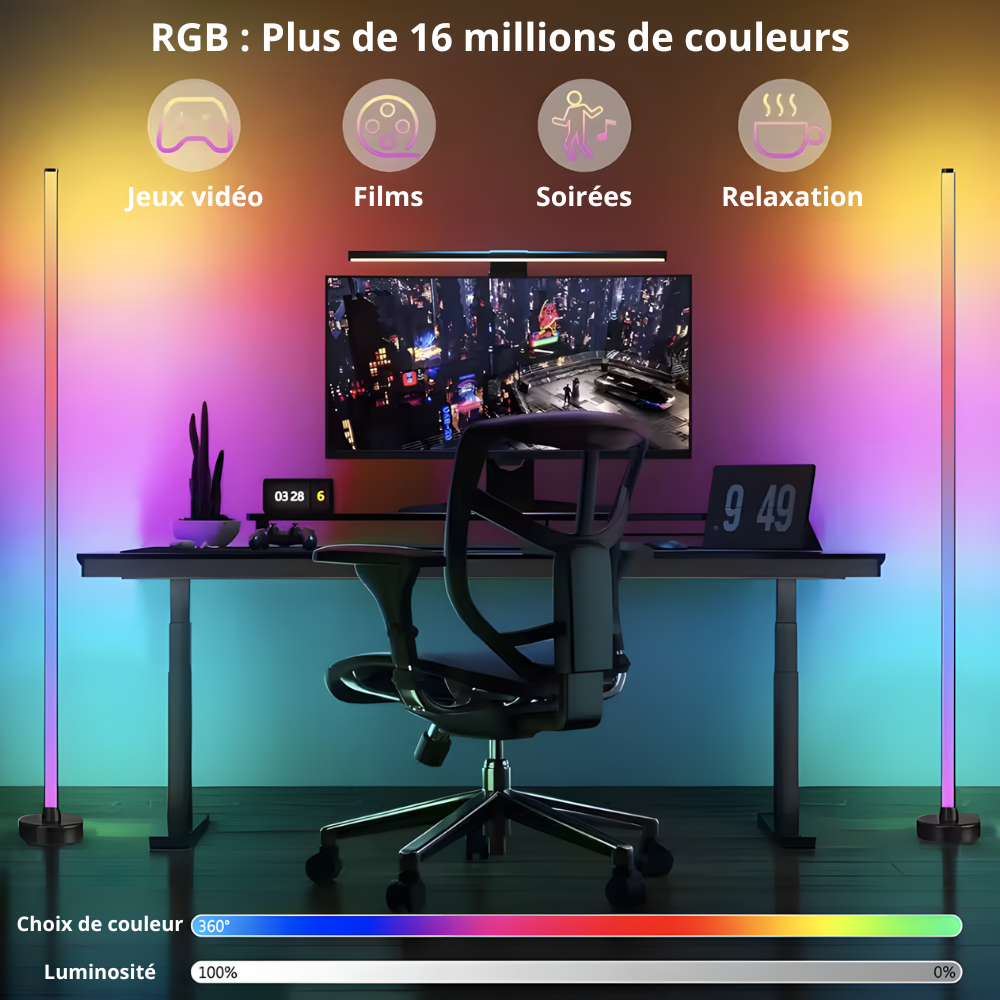 Lampe sur pied LED d’ambiance avec télécommande et application – ORAYA