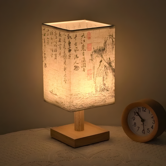 Lampe de chevet – Design Japonais abat-jour en tissu lumière douce - AKATO