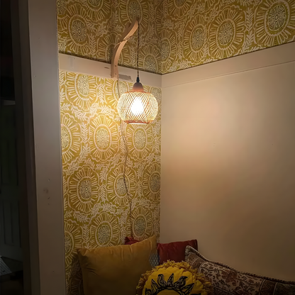 Lampe murale lanterne en bambou & osier éclairage bohème - HAVEN
