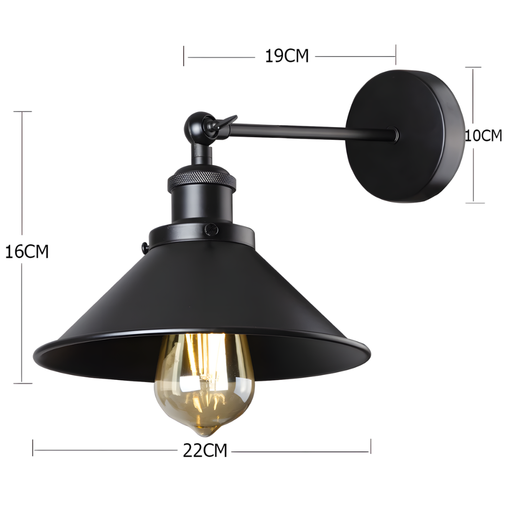 Lampe murale noire vintage industrielle applique réglable - BARABA