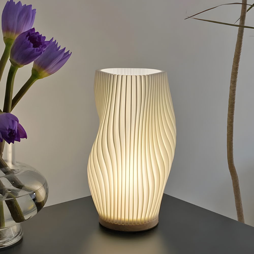 Lampe de chevet crème 3D plissée design - FLARMOON