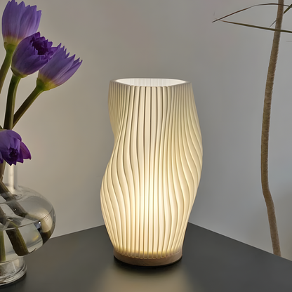 Lampe de chevet crème 3D plissée design - FLARMOON