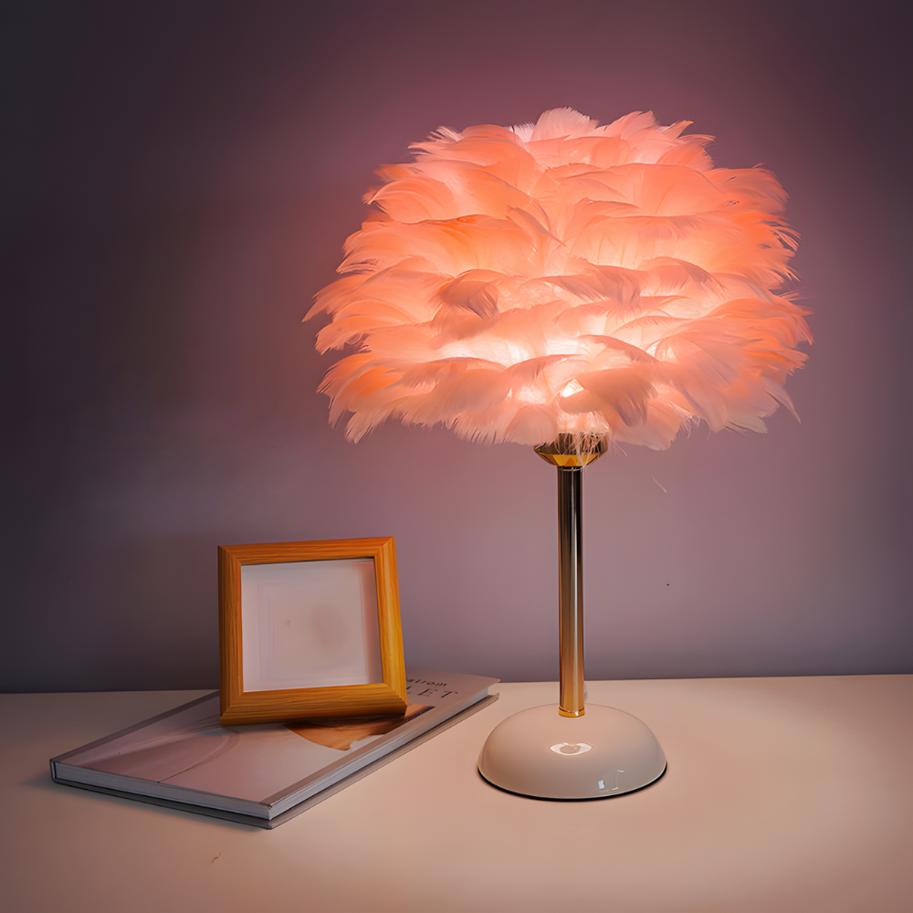 Lampe de Chevet à Plumes Élégante en Céramique – PLUMÉA