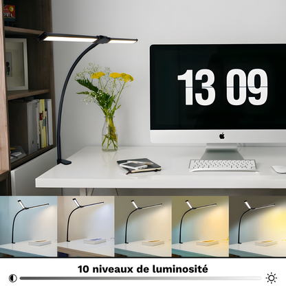 Lampe de bureau LED double tête pliable ordinateur - BUREXA